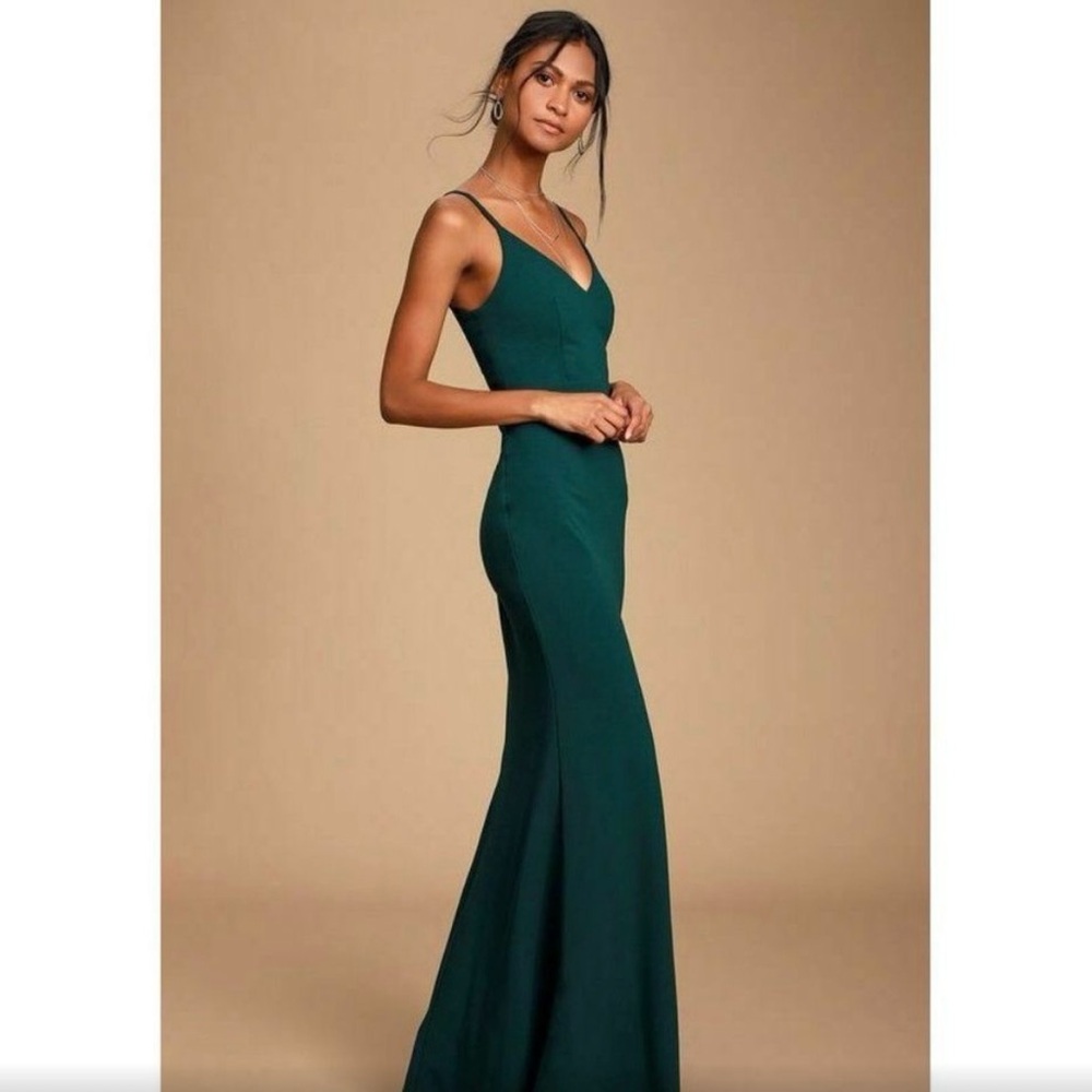 Lulu's Forest Green Moments Of Bliss Evening Gown